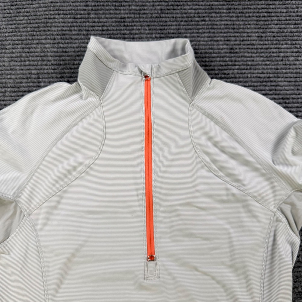 Lululemon‎ Run Swiftly Tech 1/4 Zip Pullover Grey Stripe Orange Accent Womens 8 - Picture 4 of 15